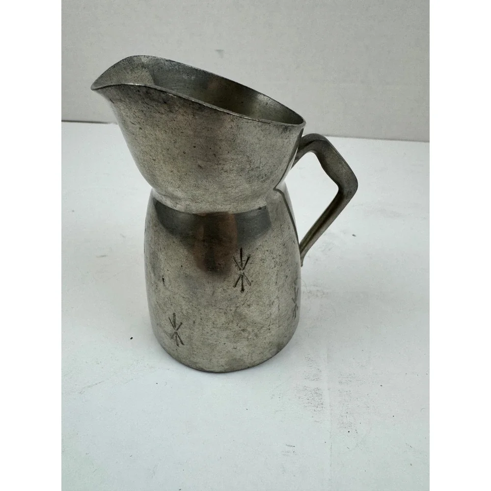Vintage Pewter Norway Starburst Pitcher MCM Creamer 675/1 4.5 Inch
